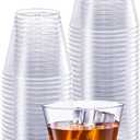 SETUP Clear Hard Plastic Cups/Tumblers [5 oz. Squat - 100 Count] Small Disposable Party Cocktail Glasses