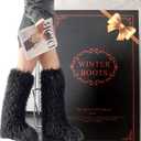 Valpeak Faux Fur Tall Furry Boots for Womens,Long Winter Boots for Girls,Mongolian Fluffy Boots for Kids Fuzzy Knee-High Boots