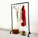 MBQQ Industrial Pipe Clothing Rack,36.2in Length Vintage Commercial Grade Pipe Clothes Racks,Rolling Rack for Hanging Clothes Retail Display,Heavy Duty Steampunk Iron Garment Racks,Retro Black
