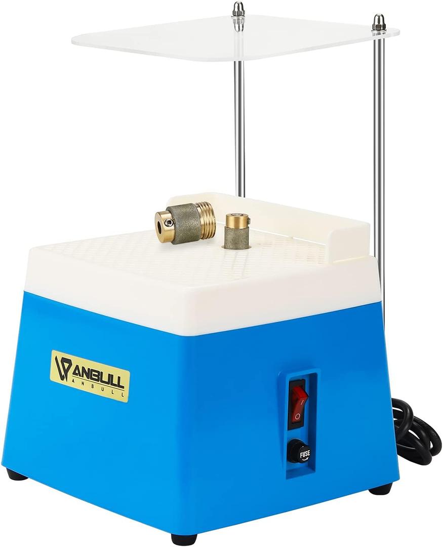 ANBULL Stained Glass Grinder Machine,Mini Portable Stained Grinder Glass Art Grinding Tool with 5/8" & 1" Grinder Bits (110V, 65W, Blue)