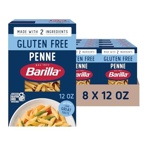 Barilla Gluten Free Penne Pasta, 12 Ounce (Pack of 8)- Non-GMO Gluten Free Pasta Made with Blend of Corn & Rice - Vegan Best By: 2028-Feb-01