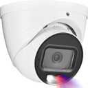 DahuaSecurity 4K 8MP PoE IP Camera, Strobe Red & Blue Light and Audio Alarm, Metal Turret Security Camera Outdoor, Two Way Audio, Color Night Vision, Human Vehicle Detection, 2.8mm Lens, IP67
