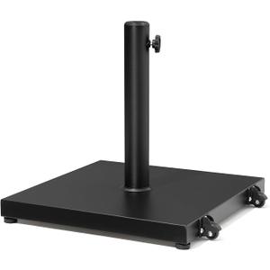 Patio Umbrella Base 43lbs Outdoor Umbrella Stand with Wheels, Heavy Duty Square Concrete Stand Market Umbrella, Black