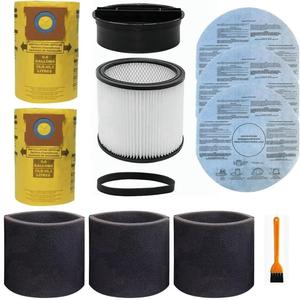 Replacement Filter for Shop Vac 90304 90350 90333, Vacuum Bags for Shop Vac 5-8 Gallon, 90585 Foam Sleeve Filter and 9010700 Paper Disc Filter, fits Most Wet/Dry Vacuum Cleaners 5 Gallon and above