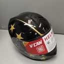 VCAN VX28 Full Face Modular Flip-Up Motorcycle Helmet DOT Approved, Coolmax Cheek Pad & OTG Ready (Medium, Matte Black Star Stripe Gold)