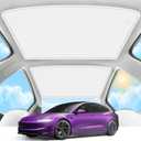 2025 Upgrade Sunshade Roof for Tesla Model 3 Highland 2024 2025 [No-Gap/Sag-Free] Heat Insulation Glass Roof Sunshade Sunroof for Tesla Model 3 Accessories 2025 2024 White Beige
