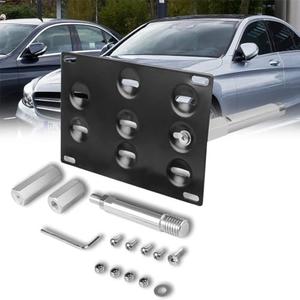 Teng Auto Front Bumper Tow Hook License Plate Holder Mounting Bracket Adapter Fits for C/E/S/M Class CLA GLK GLC GLE SL C117 W204 W205 W212 W213 W221 W166 X204 X253 R231, Black