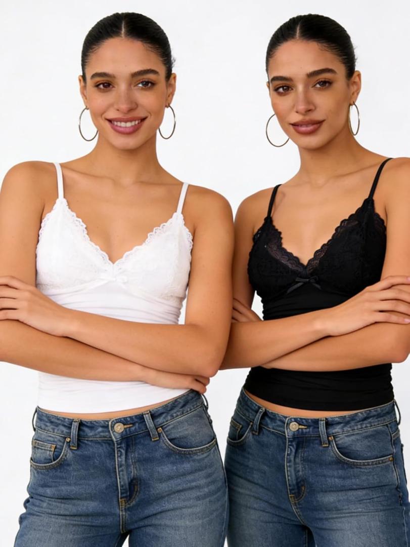 Spaghetti Strap Camisole for Women Y2K Sleeveless Top, Slim Bralette Going Out Summer Tank, Small