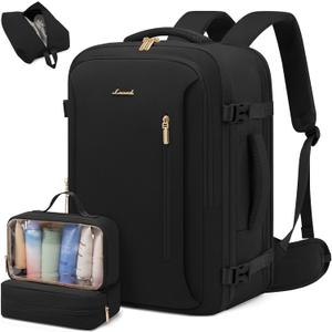 LOVEVOOK Travel Backpack For Women,52L Carry On Backpack Flight Approved, TSA Personal Item Travel Bag Fits 18.3 Inch Laptop, Business Weekender Overnight Daypack with Toiletry Bag and Cubes (Black)