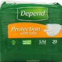 Depend Protection with Tabs, [Small/Medium], Maximum Absorbency, 20-Count Package (2 Pack)