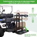 10L0L Golf Cart Rear Seat Bag Holder for Yamaha EZGO Club Car, Foldable No-Drill Bag Rack with Adjustable Height, Anti-Shake Shims & Rust-Resistant Steel