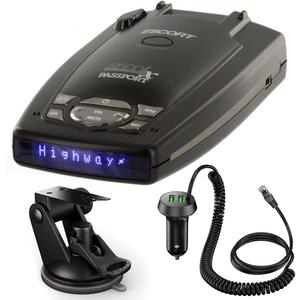 Crossery Escort Passport 9500iX Radar Detector Black Bundle: Comes with Dual-USB Car Charger Power Cord & Suction Cup Mount - Long-Range Radar Detector with Fewer False Alerts & Voice Alerts