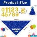 Dog Birthday Bandana Set, Blue Birthday Boy Decorations, HBD Party Supplies with Hat Kerchief Numbers for Pets (Blue)