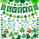 St Patricks Day Decorations Pre-Assembled Shamrock Lucky Banner Garlands Clover Hanging Swirls Irish Decor for Home Saint Patrick Party Supplies