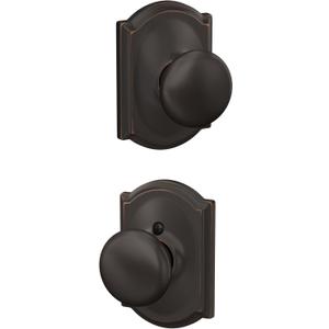 SCHLAGE F10 PLY 716 CAM Camelot Collection Plymouth Passage Knob, Aged Bronze