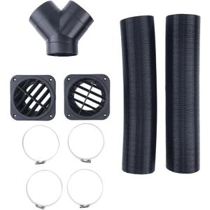 75mm Parking Heater Air Duct Vent Kit Hoses Clamps Y-Branch Connector Flat Air Vent Outlets Compatible with Eberspacher Webasto and More 5KW Chinese Air Diesel Parking Heaters