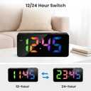 2 Pack Alarm Clock for Bedroom, RGB Digital Clock Large Display, Dual Alarm Clocks for Bedrooms Heavy Sleepers, Plug-in Desk Clock with Temperature, Dimmable Night Mode, Battery Backup(White+Black)