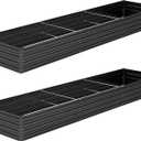 DIIYIV 2PCS 12x2x1FT Galvanized Raised Garden Bed Kit,Vegetable Boxes-Rectangle Metal Flower Box,Large Planter Raised Beds Outdoor Garden for Planting,Fruit,Herb-Black