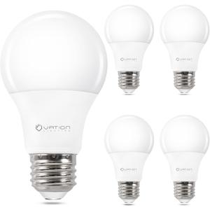 VATION LIGHTING A19 4000K LED Light Bulbs Neutral White, 60 Watt Equivalent, Efficient 8.5 Watt, 800 Lumens, E26 Medium Base, Non-Dimmable, ETL/ UL Listed, 4 Pack