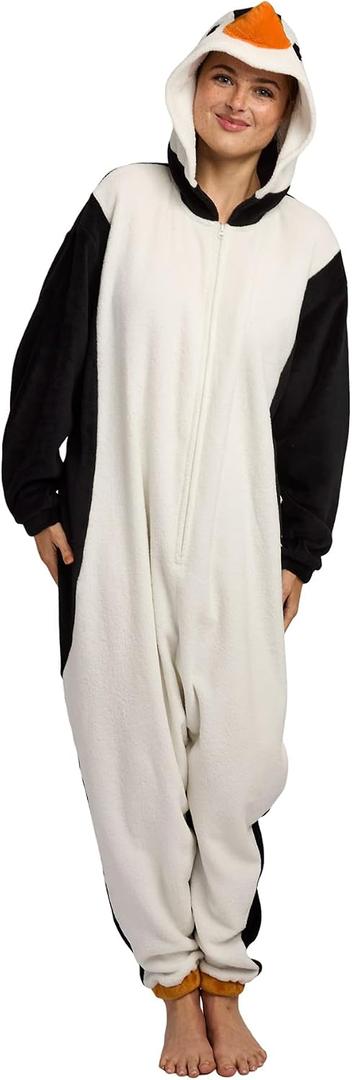 2 x Bioworld Penguin Adult Hooded Kigurumi Onesie Costume Union Suit (White, M)