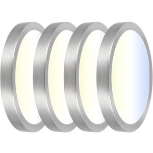 Hlite 4pack 9 Inch LED Flush Mount Ceiling Light Fixture, Dimmable & 3CCT Selectable 3000K/4000K/5000K, 18W 1800LM Super Slim, Low Profile Light for Kitchen Bedroom Hallway, Brushed Nickel