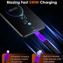 chubbycable Color Block Chubby 240W Short USB C Cable Power Bank Fast Charging Cable Silicone Charger Cord Compatible with iPhone 17-15 Series iPad, Blue+Green, Type-C to Type-C, 0.82FT