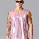 WDIRARA Men's Glitter Sleeveless Round Neck Crop Tank Top T Shirt Party Club Top, Size S
