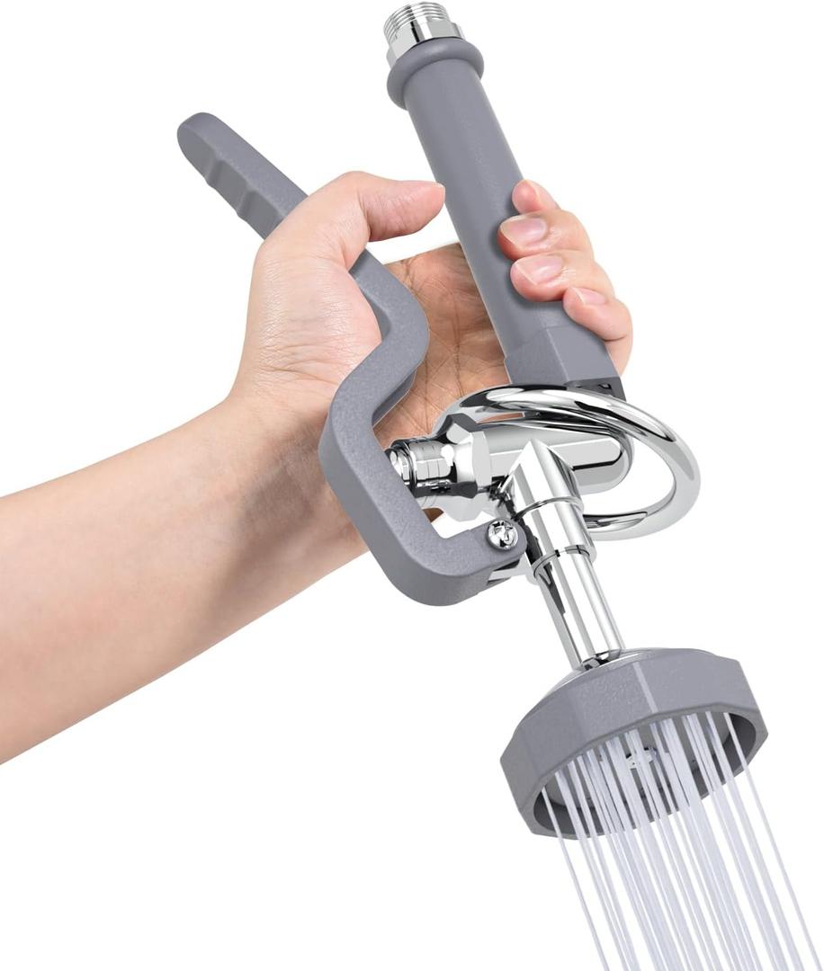 Commercial Sink Sprayer for Kitchen Sink: Akwadu Pre Rinse Spray Valve Head for Commercial Faucets - High Pressure Dish Sprayer Replacement for Restaurant Cleaning (Gray) (Square)