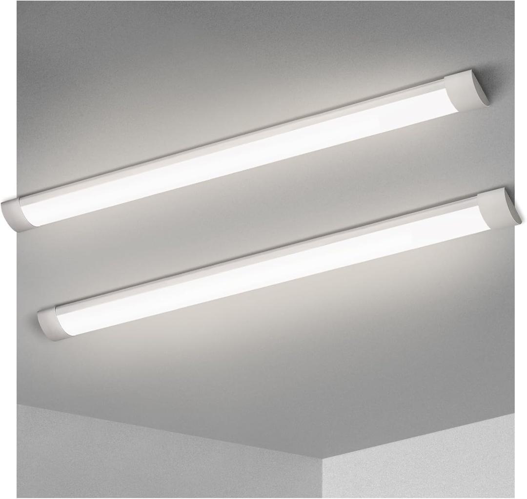 KILIPOL 4FT LED Batten Light, Ceiling Surface Mounted Slim LED Tube Lights, 40W 4000K Neutral White for Office, Shop, Garage, Home, 2 Packs