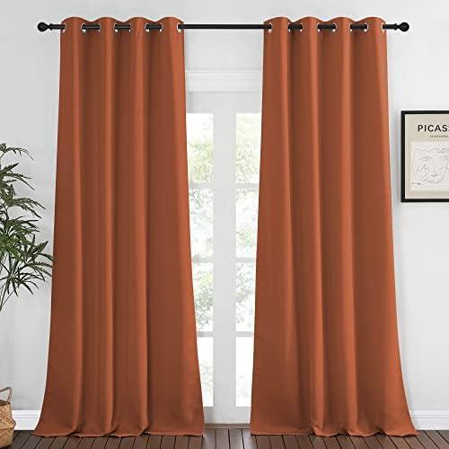 NICETOWN Blackout Curtains 120 inch Length for Sliding Glass Door, Grommet Thermal Insulated Room Darkening Sound Reducing Drapes for Room Divider, 1 Panel, W52 x L120, Burnt Orange