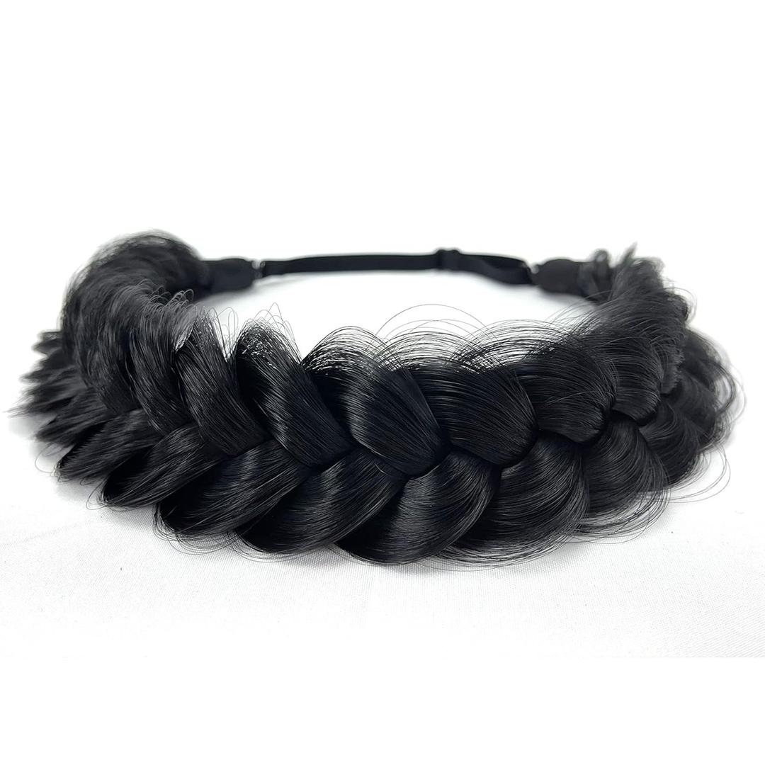 TOECWEGR Synthetic Hair Braided Headband Classic Chunky Wide Plaited Wedding Fluffy Braids Wig Women Girl Beauty Accessory TOECWEGR Synthetic Hair Braided Headband Classic Chunky Wide Plaited Wedding Fluffy Braids Wig Women Girl Beauty Accessory