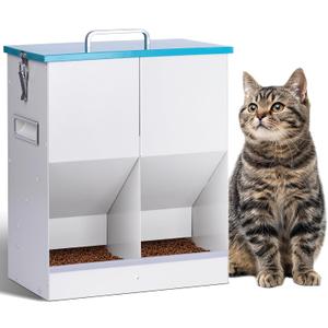 Automatic Cat Feeder for 2 Cat, 42cups/10L Automatic Pet Feeder for Dogs and Cats, Multiple Cats Feeder Outdoor Large Capacity Galvanized Steel Gravity Pet Dog Dry Food Dispenser (10L)