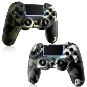 KDYGPDCT 2 Pack Wireless Controller for PS4/Pro/PS3,Wireless Remote Gamepad with 1000mAh Battery | Double Shock | Audio | 6-Axis Motion Sensor | Share Button (Green + Gray)