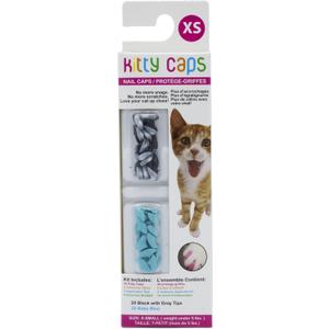 Kitty Caps Nail Caps for Cats | Black with Gray Tips & Baby Blue, X-Small, 40 Count - 3 Pack | Safe, Stylish & Humane Alternative to Declawing | Stops Snags and Scratches