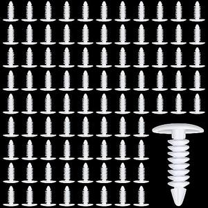 Taiyin 500 Pcs 1" Vapor Barrier Christmas Tree Clips Plastic Bumper Clips Nylon Rivet Clip White Furniture Assembly Shelves Retainer for Crawlspace Barrier Poly Liners, Covers, Encapsulations