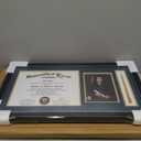 GraduationMall 11x22 Black Diploma Frame with Tassel Holder and Picture for 8.5x11 Certificate 5x7 Photo,Real Glass,Navy over Gold Mat