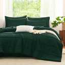 CozyLux Full Size Comforter Sets Emerald Green, 7 Pieces Soft Pinch Pleat Bed in a Bag Full Comforter Set with Sheets, Bed Set with Down Alternative Comforter, Sheets, Pillowcases & Shams