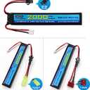7.4V 35C 2000mAh with SM-2P Plug T-Plug Odamiya Plug Lithium Battery for SRB1200 SRB400 SRB400-SUB MP5K M4 M110 Toy Gun Air Gun,RC Car Drone Battery Accessories (1 Battery+1 USB)