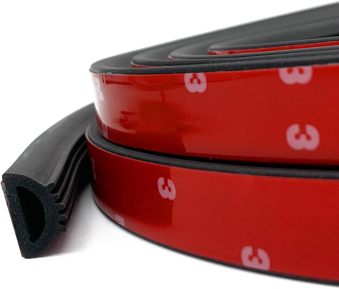 D Shape Rubber Weather Stripping, Self-Adhesive EPDM Rubber Seal Strip Gasket for Automotive, RV Slide Out Seal, Marine, Garage Doors/Window and More - 0.75 Width, 0.425 Height - 20FT