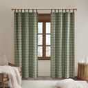 Madison Park Anaheim Cabin Plaid Curtain Window, Thermal Insulated Fleece Lining, Living Room Decor Room Darkening Drape for Bedroom, 1-Single Panel Pack, 50" x 84" Faux Leather Tab, Green (50"W x 84"L (Pack of 1))