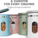 Veken Coffee Canister with Window, Airtight Stainless Steel Kitchen Food Storage Container with Lids, Date Tracker and Scoop for Grounds Coffee, Beans, Tea, Flour, Cereal, Sugar Jars, 22OZ, White