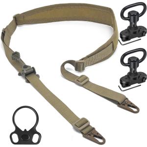 WarBull 2 Point Rifle Sling, QD Swivel Quick Adjust Gun Sling with HK Hook, Soft Shoulder Pad Tactical Rifle Sling for Rifle Shotgun and Crossbow, Hunting and Outdoor Sports