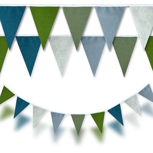 Golf & Graduation Party Blue & Green Felt Triangle Pennant Banner Garland – Party Decoration Flags for Birthday, Wedding, Baby Shower, Outdoor & Garden Events, 32ft (9" x 6.5" Flags)