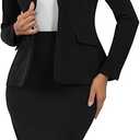 Women's 2 Piece Suit Skirt Set Business Office Formal Dress Suit Peplum Blazer Jacket Midi Pencil Skirt Suits
 (Large, Black)