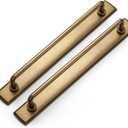 Goo-Ki Pack of 2, 7 9/16'' Center to Center Antique Brass Cabinet Bar Pulls with Backplate Vintage Drawer Handles Closet Classic Retro Home Kitchen Improvement Hardware