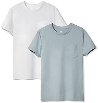 DAVID ARCHY Men's Undershirt with Pocket, Soft Cotton T-Shirt, Moistrue-Wicking Tee, Pack of 2, S