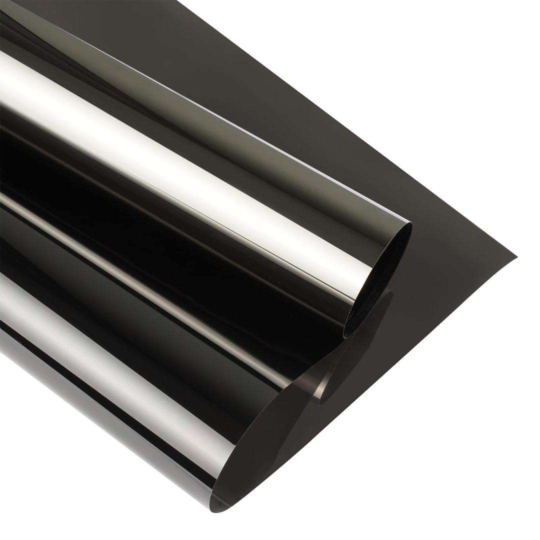 Window Privacy Film One Way Window Tint for Home Black Silver,35.4" x196.9"
