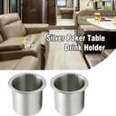 Anxingo 2 Pcs Stainless Steel Cup Holder, Silver Poker Table Drink Holder, Drop-in Cup Drink Holder for Yacht Boats RV Cars and Trucks