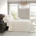RECYCO Luxury Velvet Quilt Set King Size, Lightweight Velvet Comforter Set, Oversized Bedspread Coverlet Quilted Bedding for All Season, Cream White, King/Cal King