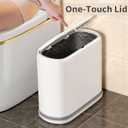 Small Bathroom Trash Can with Lid, 3 Gallon Slim Garbage Bin with Pop-Up Lid & Air-Pressure Bag Lock, Mini Waste Basket for Bathroom, Bedroom, Kitchen, Office, Rv, White - Includes 75 Bags (5 Rolls)